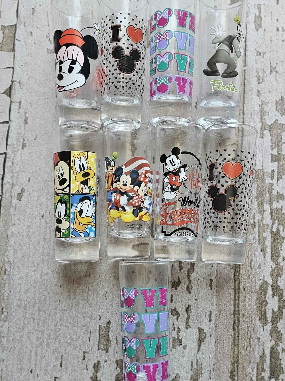 Disney Multicolor Mickey & Friends Decorative Shot Glass Collection Whole Lot